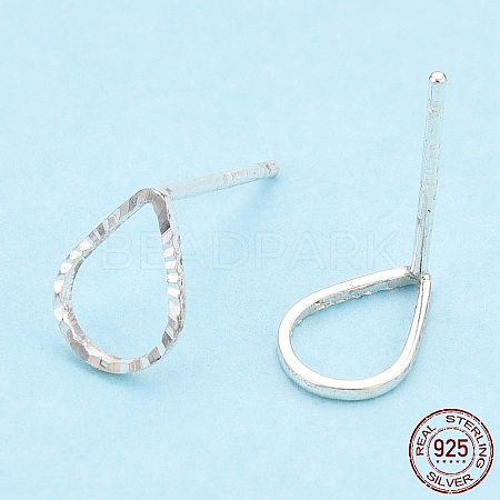 925 Sterling Silver Hollow Teardrop Stud Earrings STER-T005-08-1