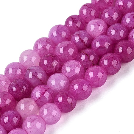 Ombre Effect Dyed Crackle Glass Beads Strands GLAA-Q106-01A-B21-1