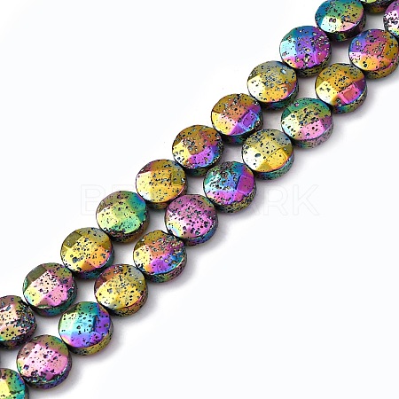 Electroplated Natural Lava Rock Beads Strands G-A256-F01-01J-1
