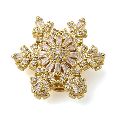 Brass Micro Pave Cubic Zirconia Beads KK-D378-19G-01-1