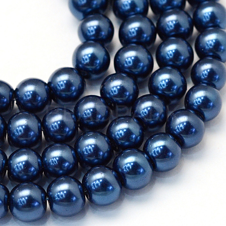 Baking Paint Pearlized Glass Pearl Round Bead Strands HY-Q003-10mm-15-1