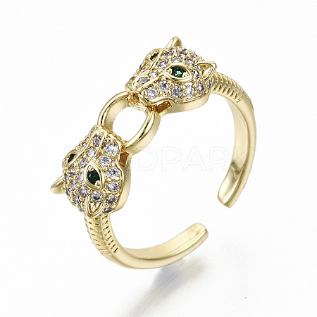 Brass Micro Pave Clear Cubic Zirconia Cuff Rings RJEW-S044-076-NF-1