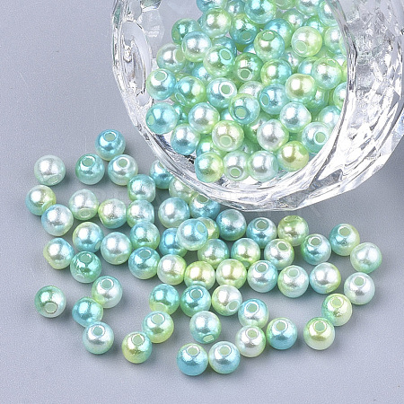 Rainbow ABS Plastic Imitation Pearl Beads OACR-Q174-8mm-03-1
