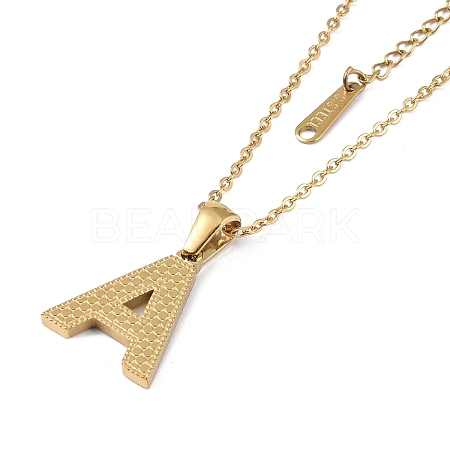 Ion Plating(IP) Initial Letter 304 Stainless Steel Pendant Necklaces NJEW-M199-01G-A-1