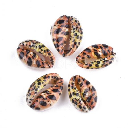 Printed Cowrie Shell Beads SSHEL-T007-16A-1
