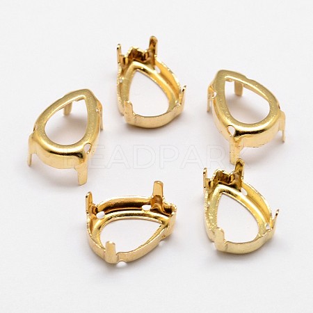 Flat Teardrop Brass Sew on Prong Settings KK-N0084-A02-7x10G-1