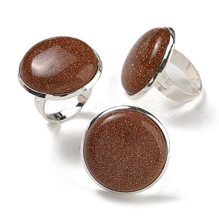 Synthetic Goldstone Round Adjustable Rings RJEW-K371-09S-19-1