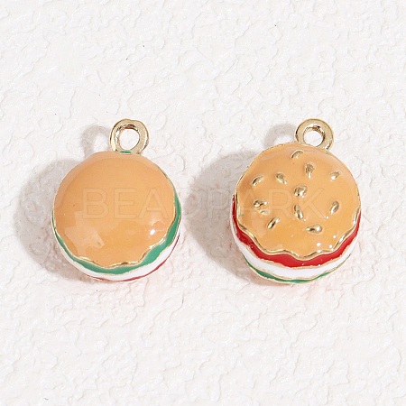 Hamburger Alloy Enamel Charms ENAM-P264-01B-G-1