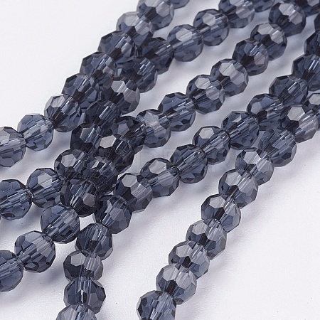 Faceted Round Glass Beads Strands X-EGLA-J042-4mm-03-1