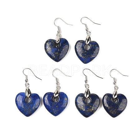 Natutal Dyed Lapis Lazuli Dangle Earrings EJEW-F343-D07-1