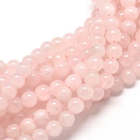 Natural Rose Quartz Round Bead Strands G-P072-05-10mm-1