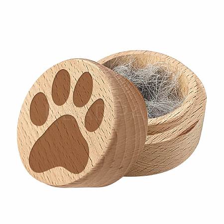 1Pc Beech Wood Engraved Pet Hair Keepsake Boxes CON-CN0001-18A-1
