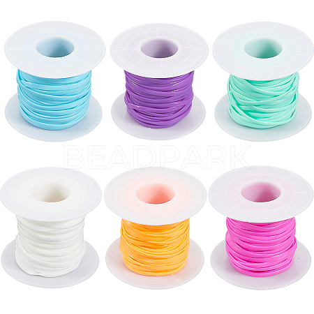 6 Rolls 6 Colors PVC Plastic Rattan Wicker Strips DIY-CY0001-96-1