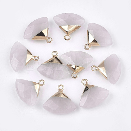 Electroplate Natural Rose Quartz Pendants G-T112-04I-1