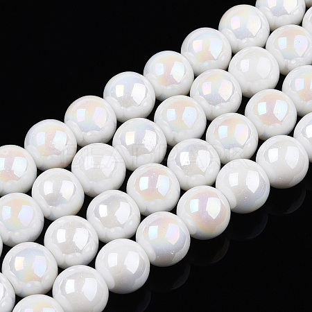 Electroplate Opaque Glass Beads Strands LS-GLAA-T032-P10mm-AB02-1