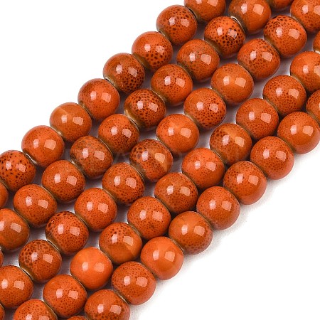 Handmade Fancy Antique Glazed Porcelain Ceramic Round Beads Strands PORC-L019-8mm-03-1