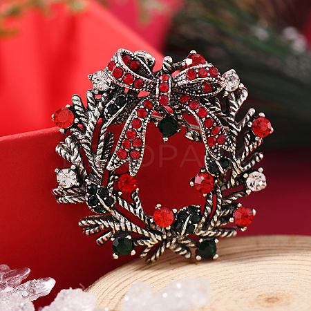 Christmas Theme Zinc Alloy Rhinestone Brooches for Backpack Clothes LK8386-24-1