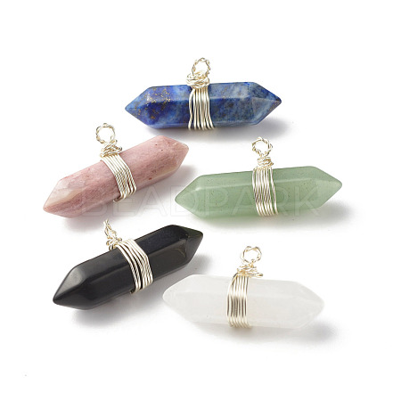 Natural & Synthetic Mixed Stone Double Terminated Pointed Pendants PALLOY-JF01246-02-1