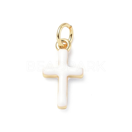 Real 18K Gold Plated Eco-Friendly Rack Plating Brass Enamel Pendants KK-F845-40G-07-1