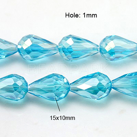 Electroplate Glass Faceted teardrop X-EGLA-D015-15x10mm-22-1