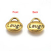 Tibetan Style Flat Oval Carved Word Laugh Message Charms X-TIBEP-A9877-G-FF-2