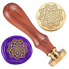 Golden Tone Brass Wax Seal Stamp Head with Wooden Handle AJEW-WH0208-825-1