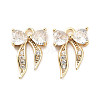 Brass Micro Pave Clear Cubic Zirconia Charms KK-C054-14G-1