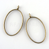 Rack Plating Alloy Oval Open Back Bezel Pendants X-PALLOY-S047-26F-FF-1