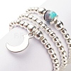 3Pcs 3 Style Natural White Jade & Synthetic Hematite Beaded Stretch Rings Set with Crescent Moon Charm RJEW-JR00469-01-5