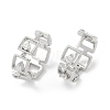 Brass Clear Cubic Zirconia Hoop Earrings EJEW-Q016-02P-2