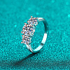 Rhodium Plated 925 Sterling Silver Pave 8.2x4.9mm Moissanite Finger Rings WG3C802-10-2