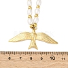 304 Stainless Steel & Plastic Imitation Pearl Bird Pendant Necklaces for Women NJEW-P330-02G-5