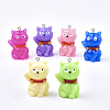 Resin Lucky Kitten Pendants RESI-T021-02-1