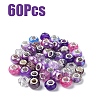 60Pcs 15 Styles Epoxy Resin & Polymer Clay Rhinestone European Beads RPDL-YW0001-15-1