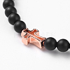 Non-Magnetic Synthetic Hematite Beads Stretch Bracelets BJEW-JB04782-04-3