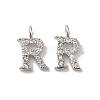 Initial Letter Brass Micro Pave Cubic Zirconia Pendants ZIRC-F008-R-1