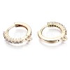 Brass Micro Clear Cubic Zirconia Huggie Hoop Earring Findings KK-T056-30G-NF-2