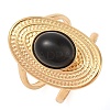 Oval Natural Dyed & Heated Black Agate Finger Rings RJEW-Z057-14G-010-1