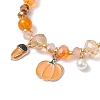 3Pcs 3 Styles Thanksgiving Day Alloy Enamel & ABS Plastic Imitation Pearl Charm Bracelets BJEW-JB12627-4