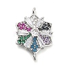 Brass Colorful Cubic Zirconia Connector Snowflake Connector Charms KK-L229-079P-01-1