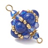 Synthetic Turquoise & Natural Carnelian & Yellow Jade & Malaysia Jade & Tiger Eye Round and Glass Seed Beaded Lantern Links Connector Charms PALLOY-MZ01176-4