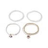 4Pcs 4 Style Natural White Jade & Glass Beaded Stretch Bracelets Set BJEW-JB09227-4