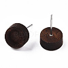 Dyed Wood Flat Round Stud Earrings with 304 Stainless Steel Pin for Women EJEW-TAC0021-11-3