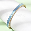 304 Stainless Steel Enamel Striped Hinged Cuff Bangles for Women SA-CBAC920-06G-3