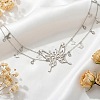 Zinc Alloy Crystal Rhinestone Butterfly Tassel Double Layer Waist Chains for Women WG9748F-02-2