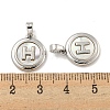 Natural Shell & Brass Flat Round with Letter H Charms with Snap on Bails KK-P275-07P-3