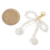 Bowknot Shell Pearl Beaded Pendant Decoration HJEW-TA00297-3