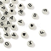 27 Style Flat Round with Black Letter & Heart Acrylic Luminous Beads SACR-YW0001-37-6
