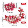 2Pcs 2 Style Peony Polyester Embroidery Sew on Clothing Patches PATC-NB0001-11D-2