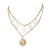 304 Stainless Steel Moon Sun & Natural Freshwater Shell Star Pendant Double Layer Necklaces for Women NJEW-JN05404-2